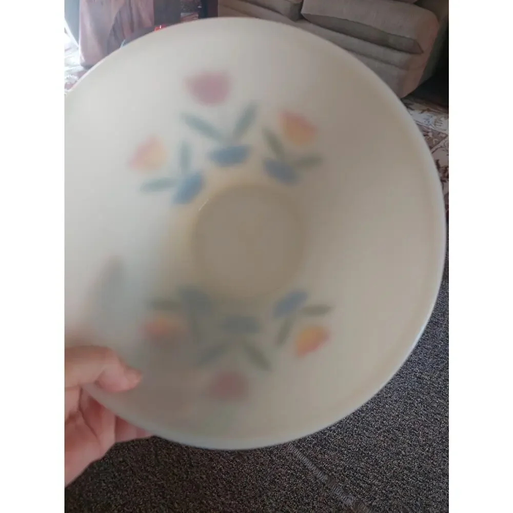 Vintage MCM Fire King Glass Mixing Bowl Tulip Floral Pattern 9 1/2